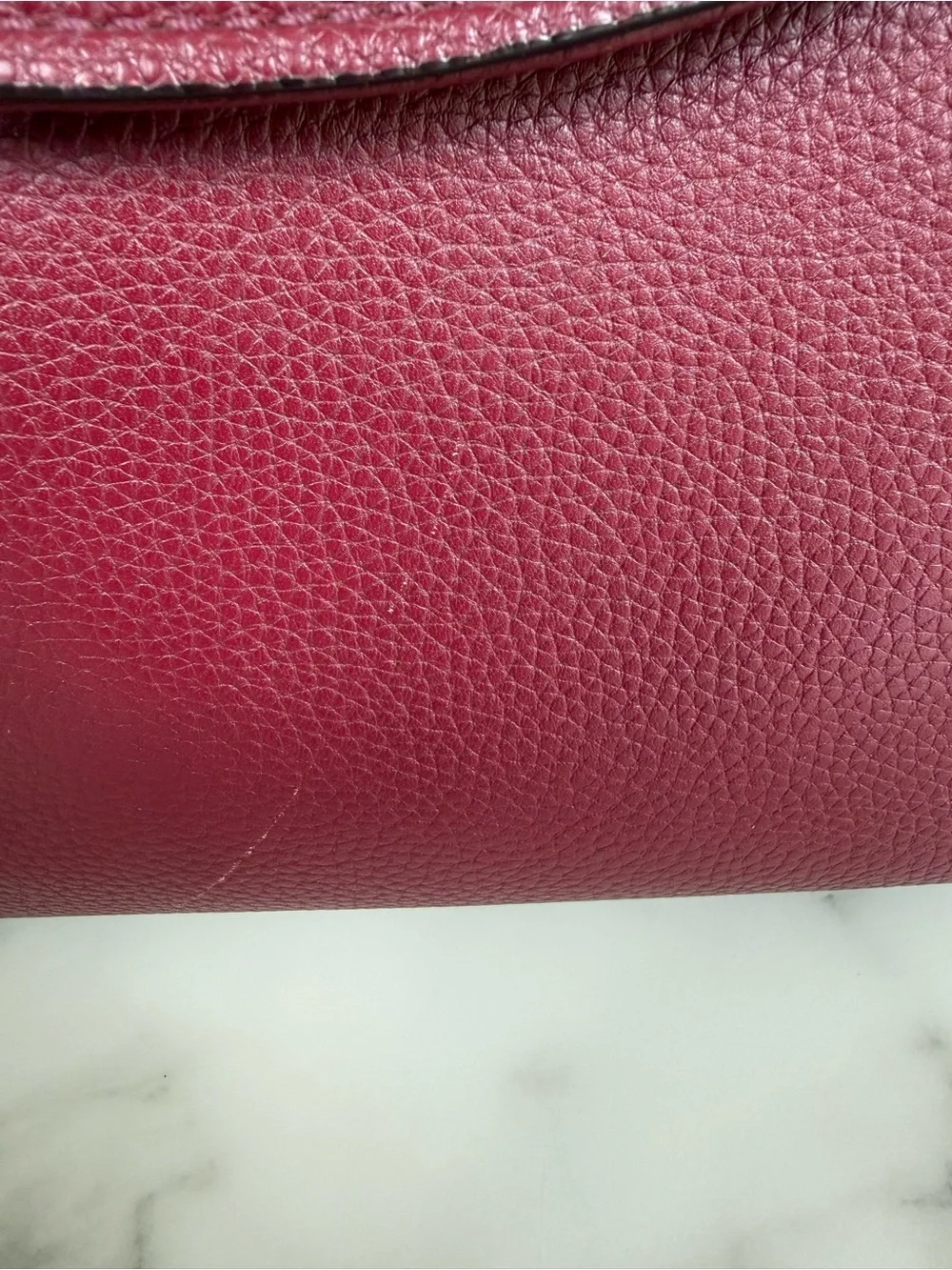 Kate Spade Burgundy Pebbled Leather Cobble Hill Adrien Satchel Bag